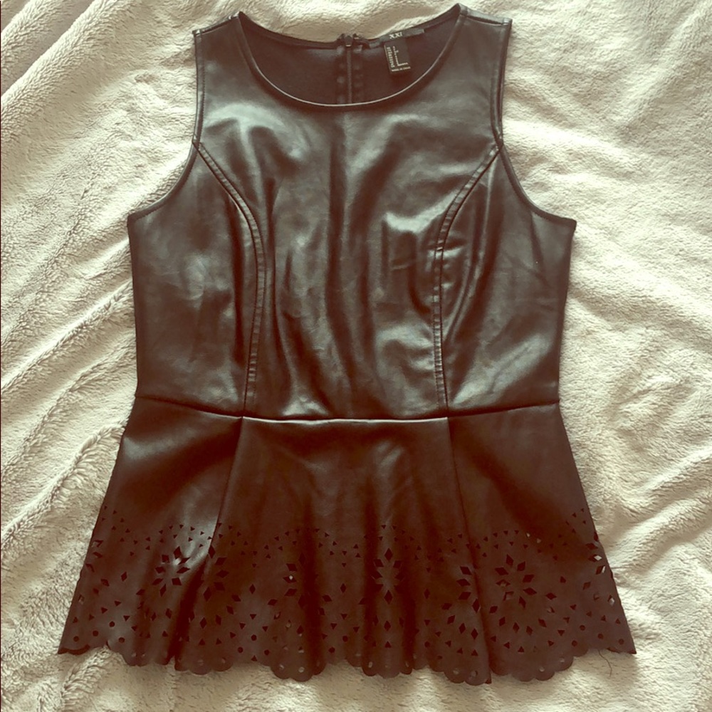 Vegan leather peplum top